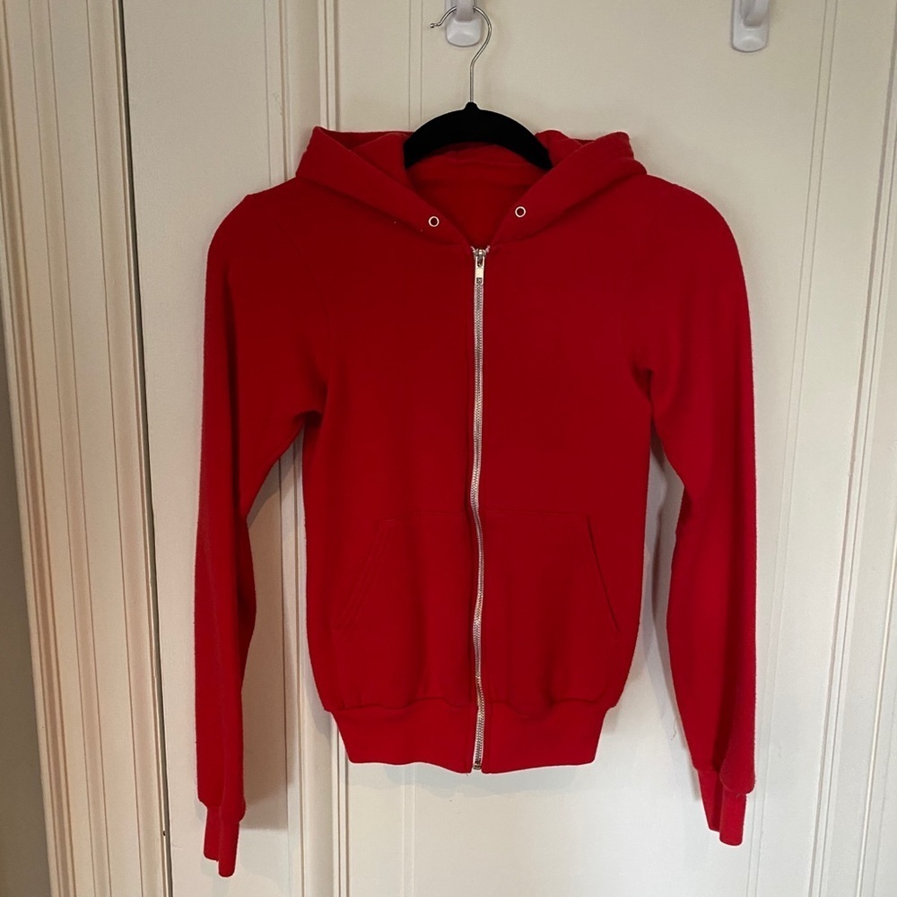 American Apparel Red Drawstring Hoodie Size XXS